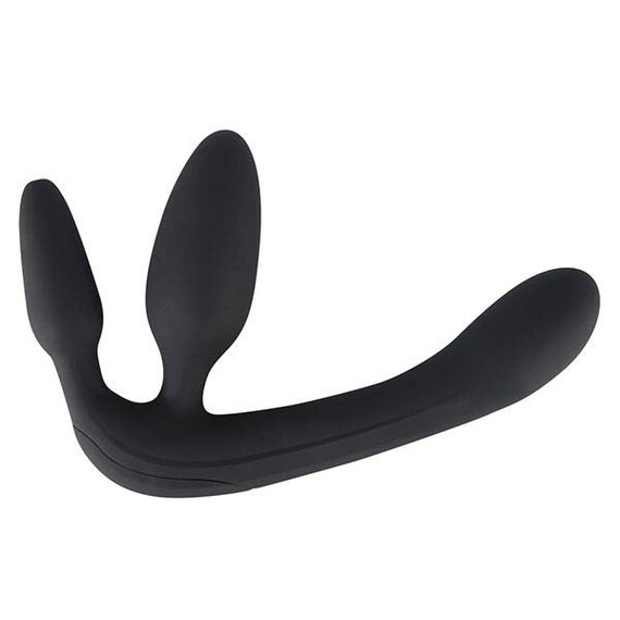 Вибриращ троен страпон Vibrating Strapless Strap-On Black 3  Пенис колани страпон