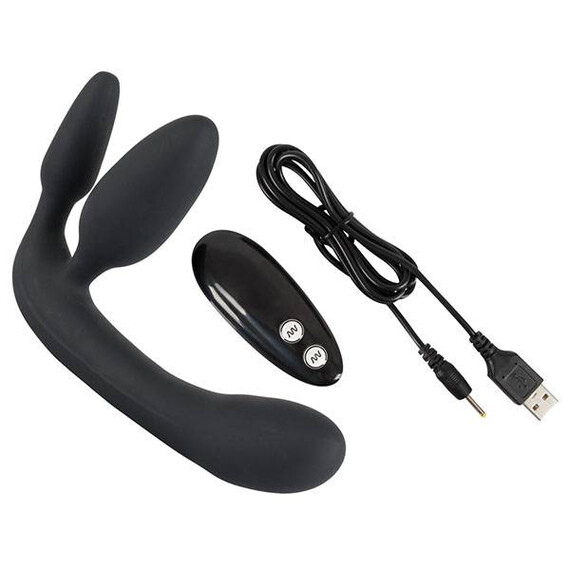 Вибриращ троен страпон Vibrating Strapless Strap-On Black 3  Пенис колани страпон