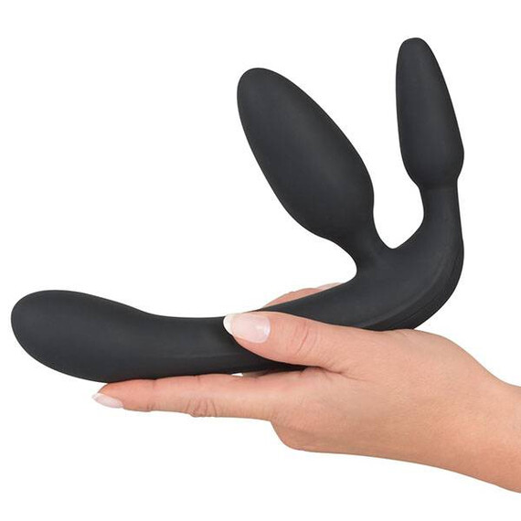 Вибриращ троен страпон Vibrating Strapless Strap-On Black 3  Пенис колани страпон