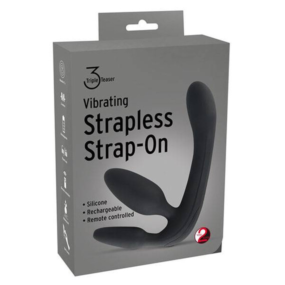 Вибриращ троен страпон Vibrating Strapless Strap-On Black 3  Пенис колани страпон
