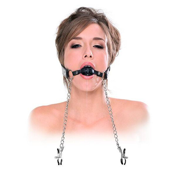 Топка за уста и щипки за зърна Deluxe Ball Gag and Nipple Clamps  Аксесоари Топка за уста и щипки за зърна Deluxe Ball Gag and Nipple Clamps  Аксесоари