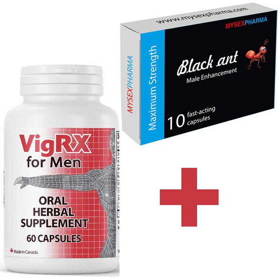 Черна Мравка BLACK ANT 10бр. капсули за ерекция + VigRX 60 капсули за уголемяване на пениса и ерекция  Ерекция секс стимуланти