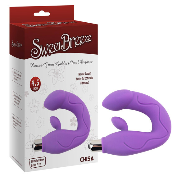 Двоен вибратор Raised Grain Goddess Dual orgasm Purple  Луксозни вибратори