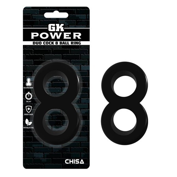 Двоен пенис ринг Duo Cock 8 Ball Ring Black  Пенис Накрайници