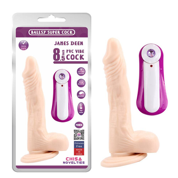 Вибриращо дилдо JAMES DEEN Vibrating Dildo-Flesh 22см  Вибриращи дилда