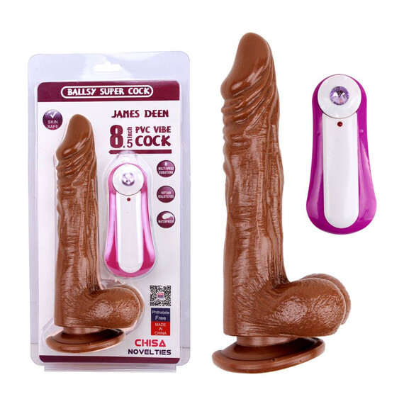 Вибриращо дилдо JAMES DEEN Vibrating Dildo Brown 21,5см  Вибриращи дилда