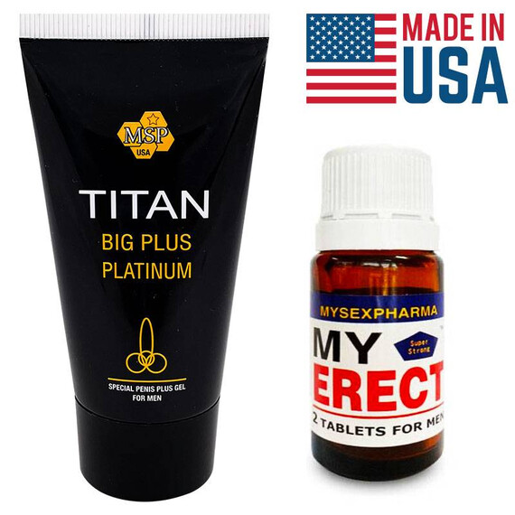Промо Пакет Titan Gel за уголемяване + MyErect таблетки за ерекция  Уголемяване на пениса