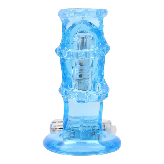 Двойно вибриращ пенис накрайник с 4 ринга Dual Vibrating Cock Cage Blue  Пенис Накрайници Двойно вибриращ пенис накрайник с 4 ринга Dual Vibrating Cock Cage Blue  Пенис Накрайници