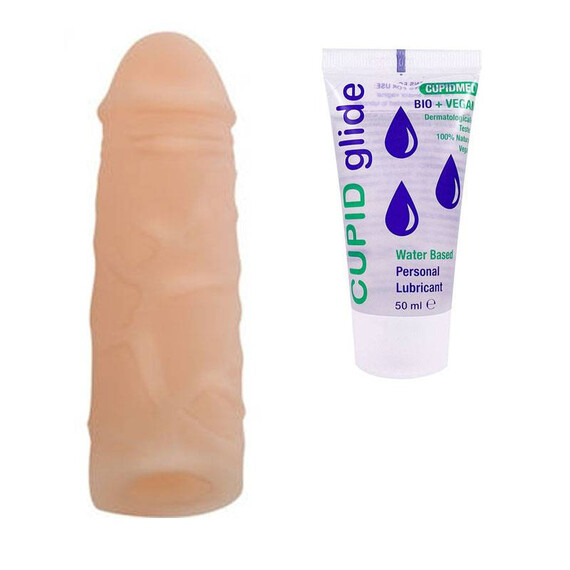 Лубрикант на водна основа Cupid Glide Natural + Пенис удебелител CyberSkin  Пенис Накрайници