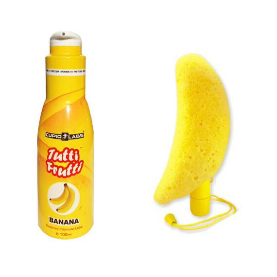 Вибратор в гъба за баня Banana Bath + лубрикант с аромат на банан  Забавни вибратори