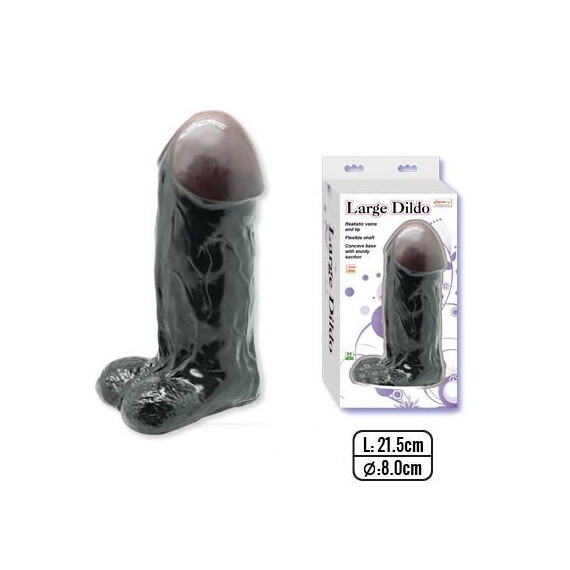 Голямо черно дилдо с тестиси Black Soldier 3XXL  Класически дилда