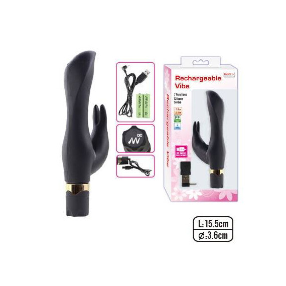 Вибратор Lux Rechargeable Vibe Black 15,5см  Вибратори тип Зайче