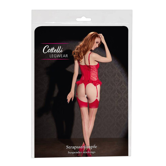Stockings skin/red 3  Чорапи и чорапогащници