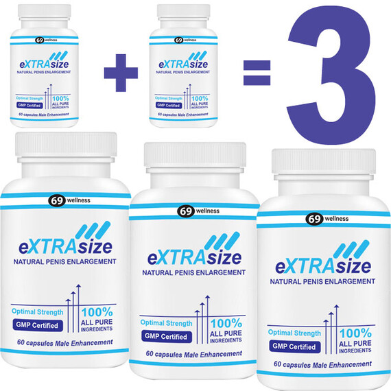 1+1=3 eXTRAsize Капсули за уголемяване на пениса 180капсули  Уголемяване на пениса