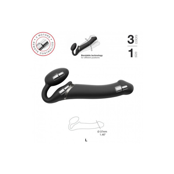 Вибриращ Страп-Он STRAP-ON-ME L BLACK  Пенис Колани