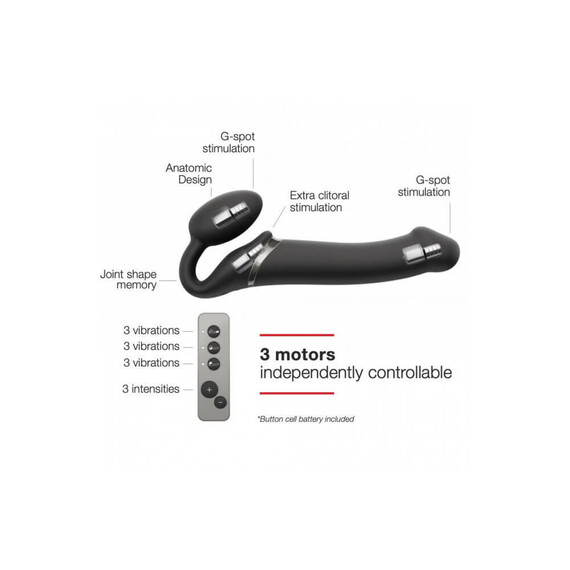 Вибриращ Страп-Он STRAP-ON-ME L BLACK  Пенис Колани