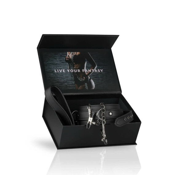 Нашийник Leather Collar With Nipple Chains  Нашийници Нашийник Leather Collar With Nipple Chains  Нашийници