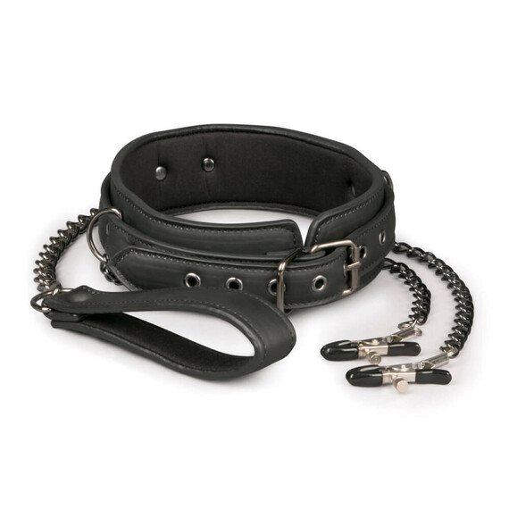Нашийник Leather Collar With Nipple Chains  Нашийници