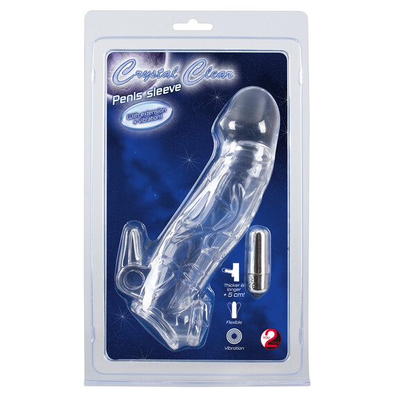 Вибриращ пенис накрайник Chrystal Skin Penis Sleeve Vibro  Пенис Накрайници