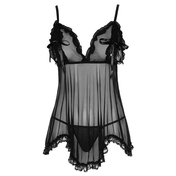 Нощничка с прашки Babydoll and String  Рокли и нощници Leg Avenue Нощничка с прашки Babydoll and String  Рокли и нощници Leg Avenue