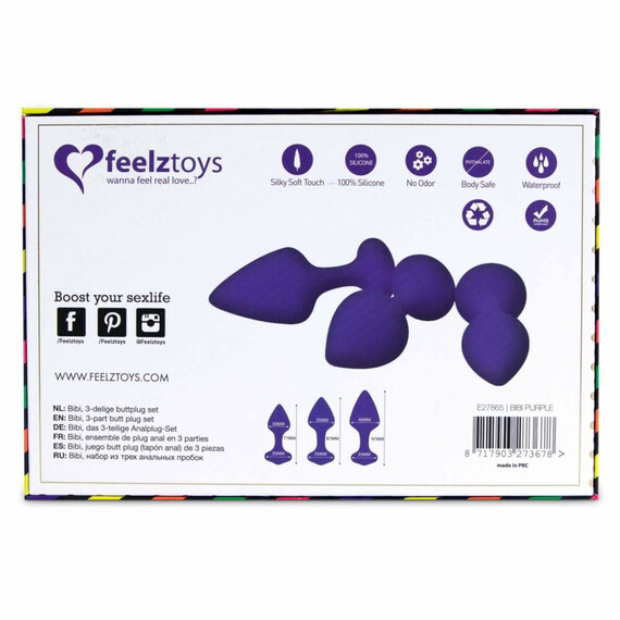 Сет от 3бр анални разширители Feelztoys Bibi Butt Plug Set 3pcs purple  Анални разширители