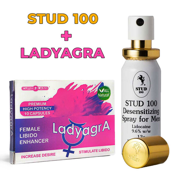 Промо!!! Спрей за задържане Stud 100 + Възбуждащи капсули за жени LadyagrA  Задържащи