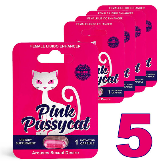 5x Възбуждащи капсули за жени Pink Pussycat - незабанен ефект  Възбуждащи