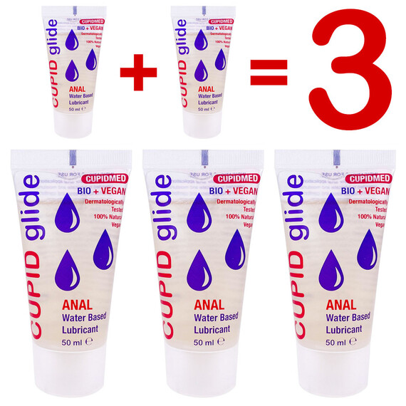 1+1=3 Анален лубрикант Cupid Glide Anal Bio Vegan 3x50ml  Лубриканти