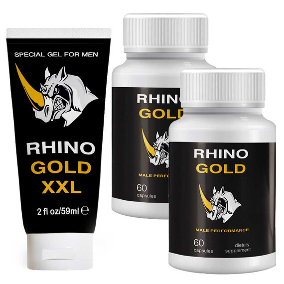 Гел за увеличаване на пениса Rhino Gold XXL + Rhino Капсули за уголемяване на пениса  Уголемяване на пениса