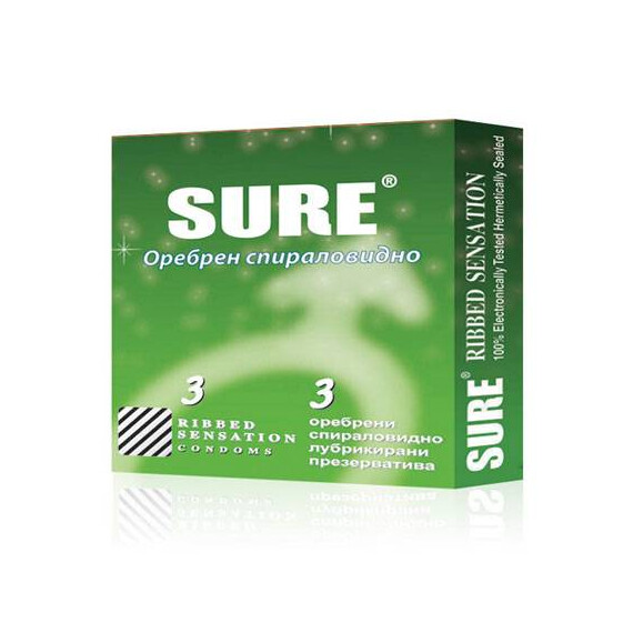 Оребрени презервативи Sure Ribbed  Презервативи