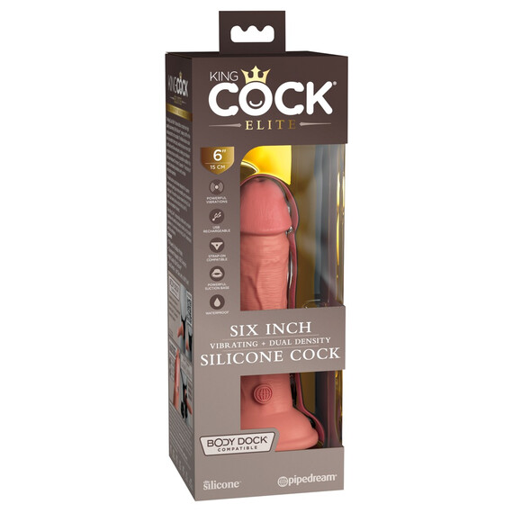 Вибратор с двойна структура 6" Vibrating + Dual Density Silicone Cock  Реалистични вибратори