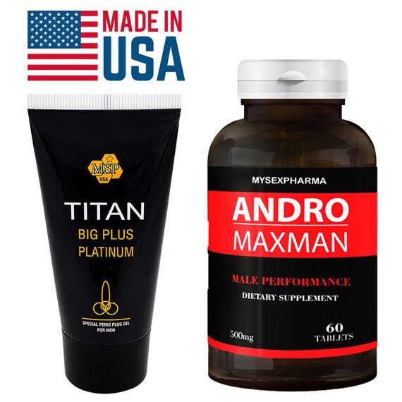TITAN SET Titan gel за уголемяване на пениса + ANDRO MAXMAN хапчета за уголемяване на пениса  Пенис уголемяване