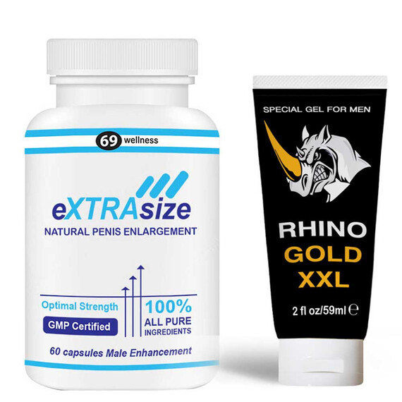 Гел за увеличаване на пениса Rhino Gold Gel XXL + eXTRAsize капсули за уголемяване  Уголемяване на пениса