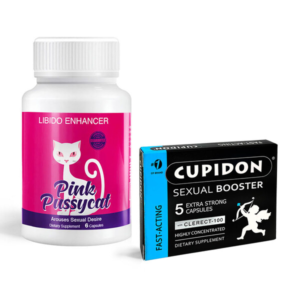 Купидон Секс Стимулант за мъже 5бр + Pink Pussycat Секс стимулант за жени  Ерекция секс стимуланти