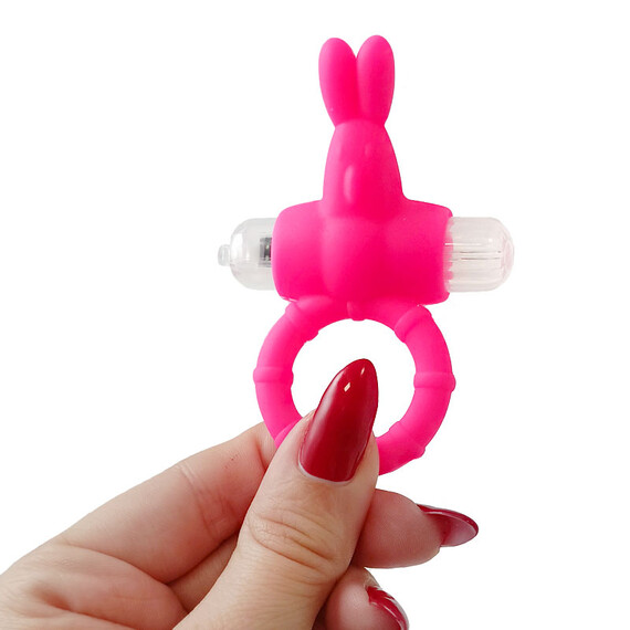 Вибриращ пенис ринг Зайче - розов  Пенис Пристегачи