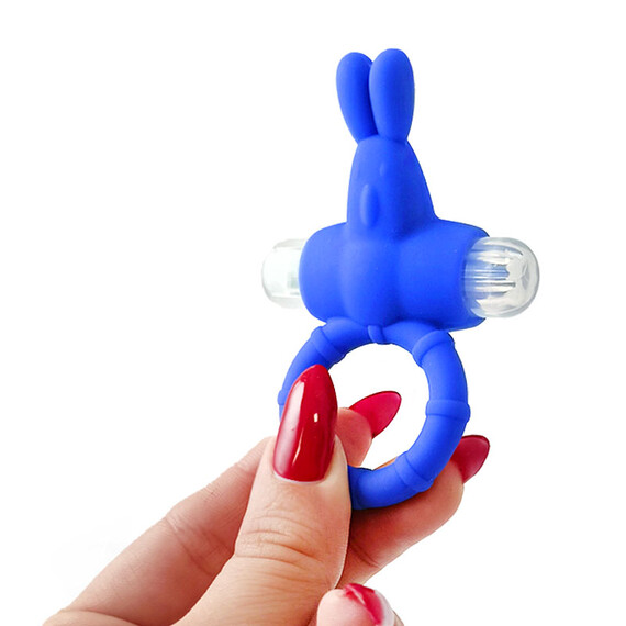 Вибриращ пенис ринг Зайче - син  Пенис Пристегачи