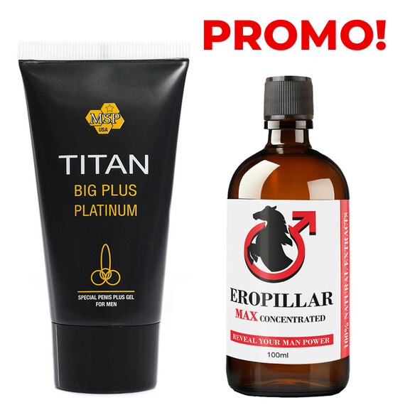 Промо!!! Titan gel за уголемяване на пениса Титан гел платинум + EROPILLAR MAX Concentrated комплексен ефект за мъжко здраве  Пенис Уголемяване
