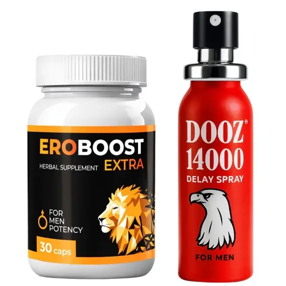 EroBoost Max хапчета за по-силна ерекция + DOOZ 14000 спрей за задържане мнения и цена с намаление от sex shop