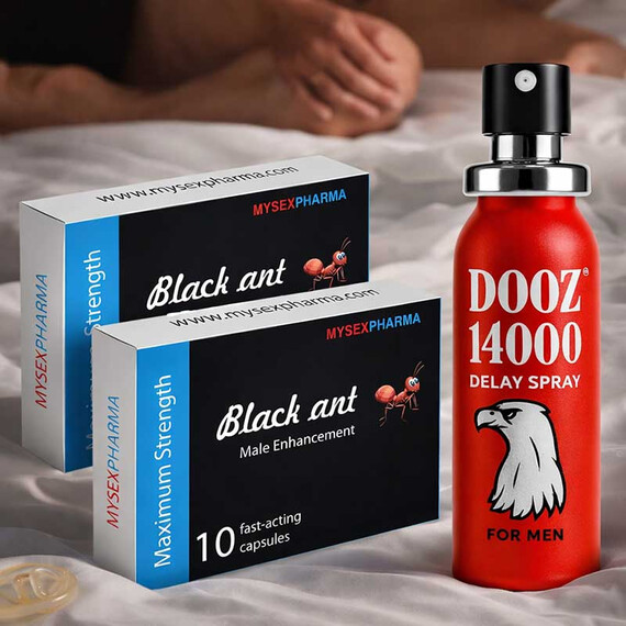 Снимка на Black-Ant Секс Стимулант 20 капсули + DOOZ 14000 спрей за задържане