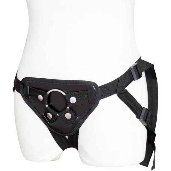 Луксозен пояс за страпон с регулируеми ленти и елегантен черен дизайн