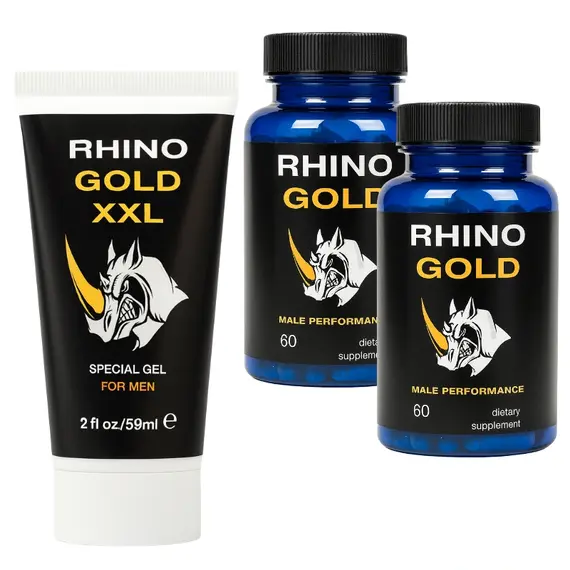 Гел за увеличаване на пениса Rhino Gold XXL + Rhino Капсули за уголемяване на пениса