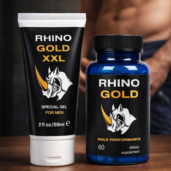 Гел за увеличаване на пениса Rhino Gold XXL + Rhino Капсули за уголемяване на пениса