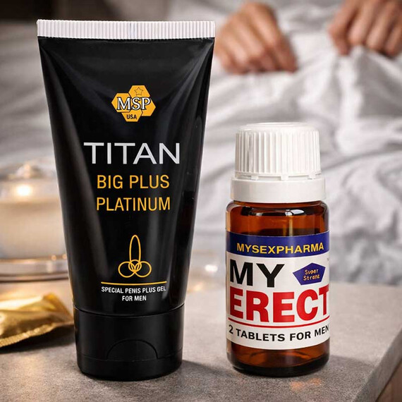 Промо Пакет Titan Gel за уголемяване + MyErect таблетки за ерекция