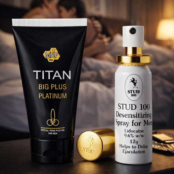 Titan gel за уголемяване 50мл. + Спрей за задържане Stud 100