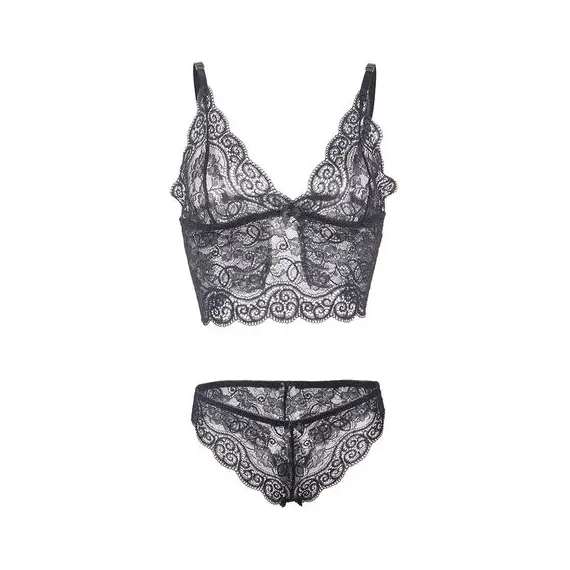 SUBBLIME - 953928 коприна и дантела нощница + бикини черен L/XL