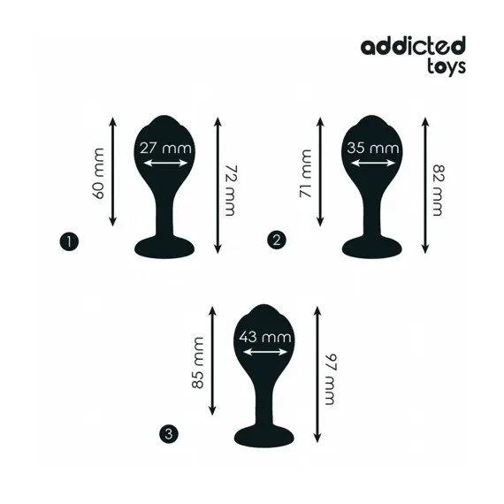ADDICTED - Комплект OF 3 анална тапа силиконов с бижутериен детайлснимка 2