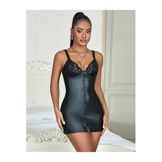 SUBBLIME - 957568 кожа ZIP рокля черен S/M
