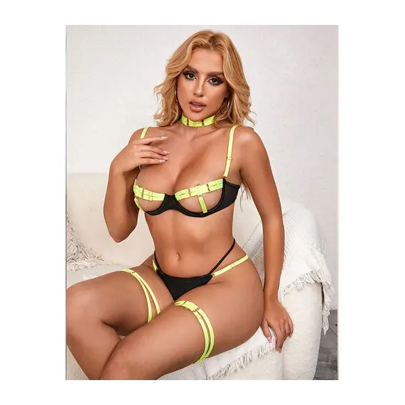SUBBLIME - 955281 сутиен комплект с колие и детайли за краката флуоресцентен зелен L/XLснимка 4