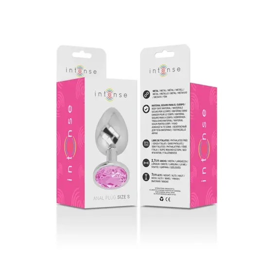INTENSE - алуминиева анална тапа с розов кристал размер Sснимка 5