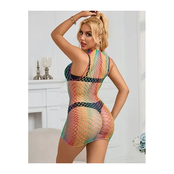 SUBBLIME - 952433 RAINBOW висока яка без ръкави мрежеста рокля универсален размерснимка 5